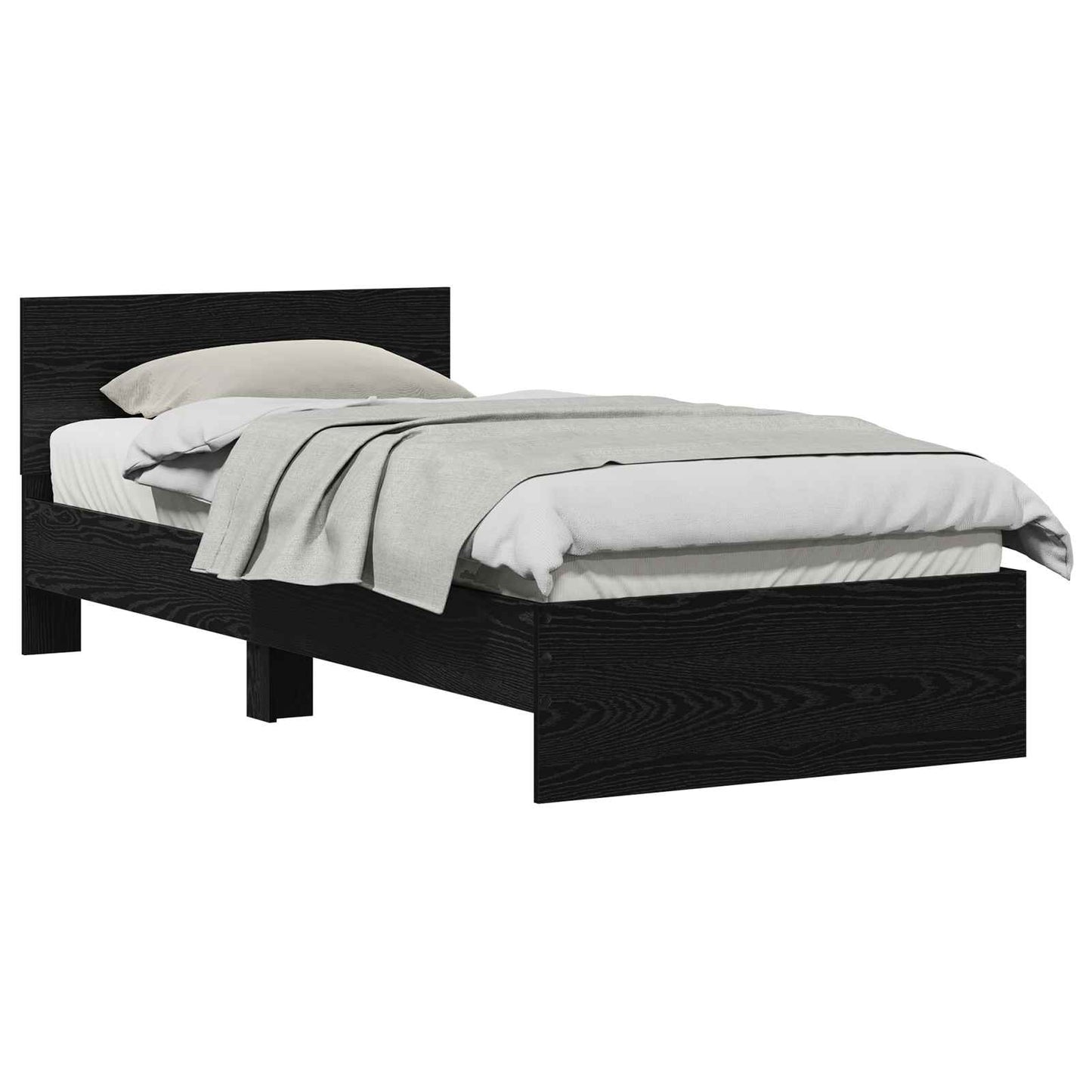 Sengestamme med hodegjerde Svart Eik 90 x 200 cm Konstruert tre