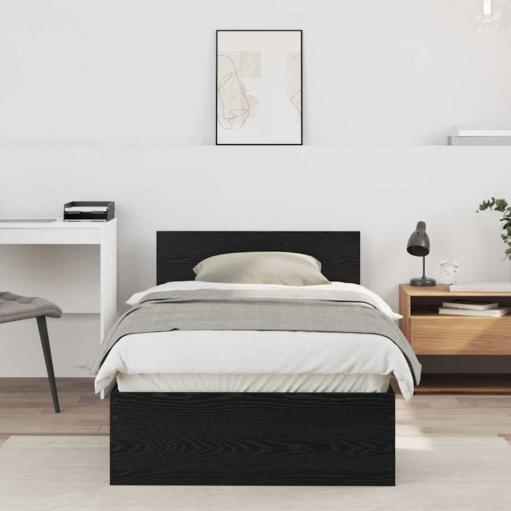 Sengestamme med hodegjerde Svart eik 90 x 190 cm Konstruert tre