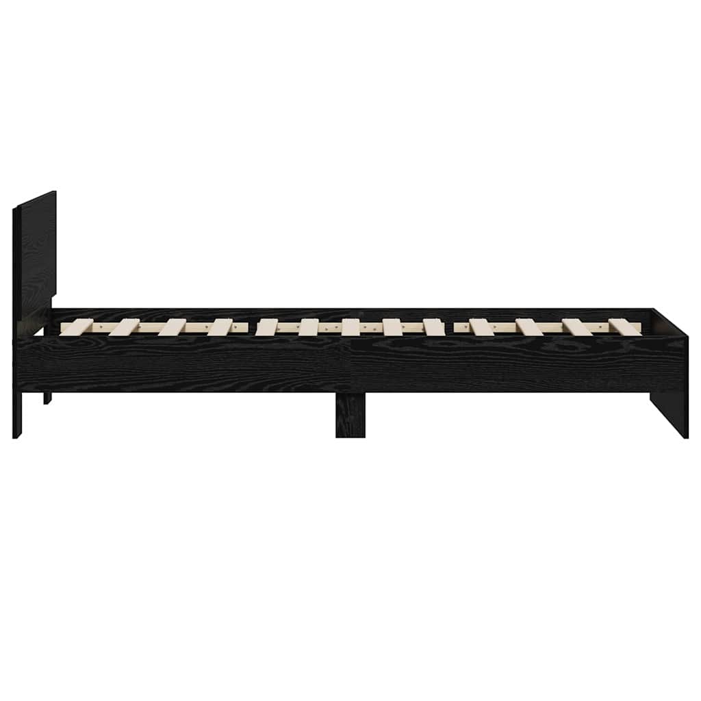 Sengestamme med hodegjerde Svart Eik 90 x 190 cm Konstruert tre