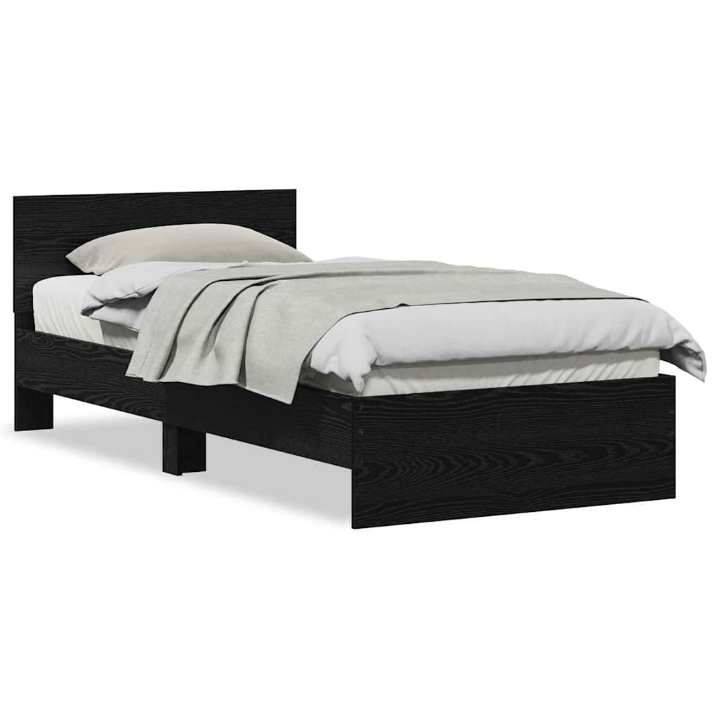 Sengestamme med hodegjerde Svart eik 90 x 190 cm Konstruert tre