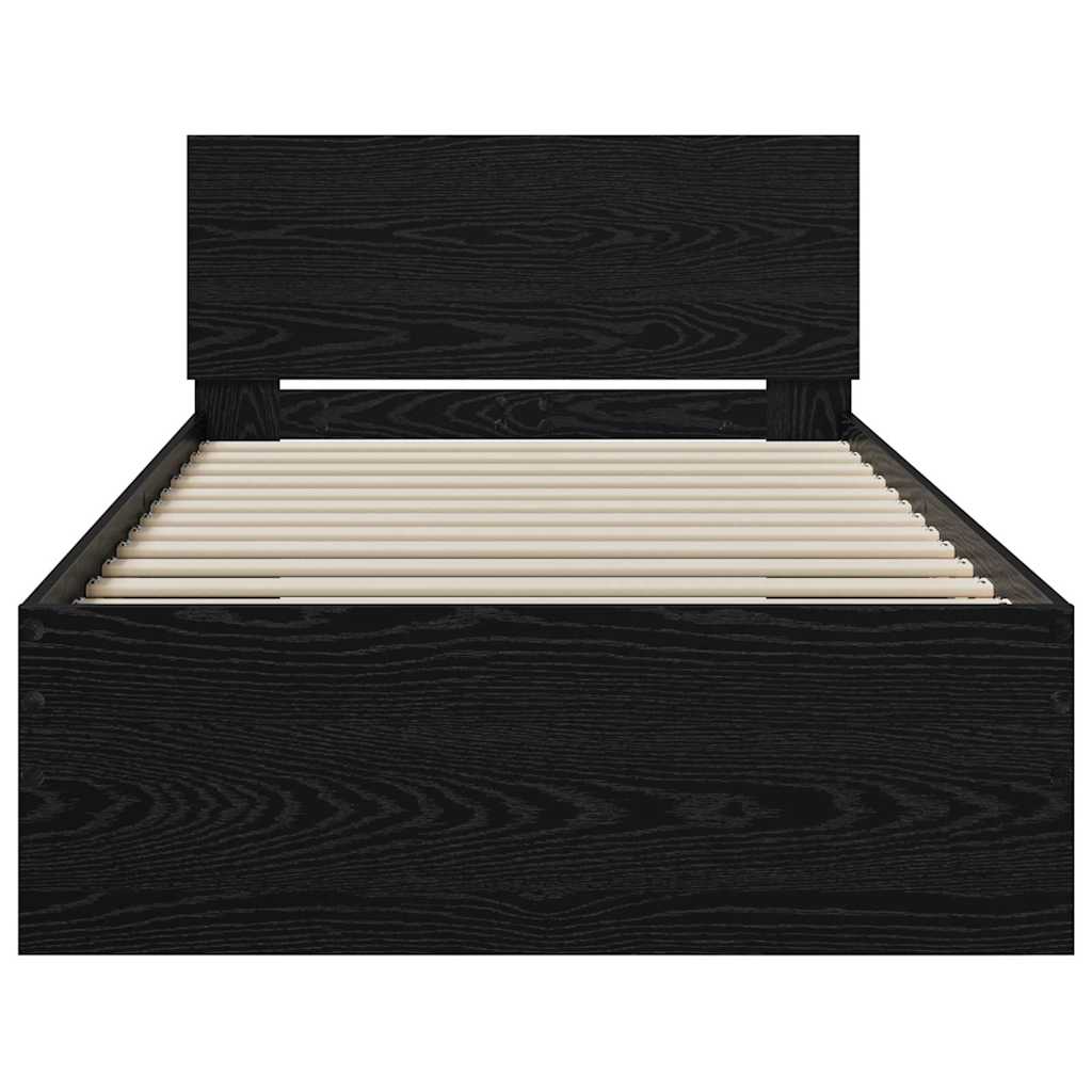 Sengestamme med hodegjerde Svart Eik 75 x 190 cm Konstruert tre