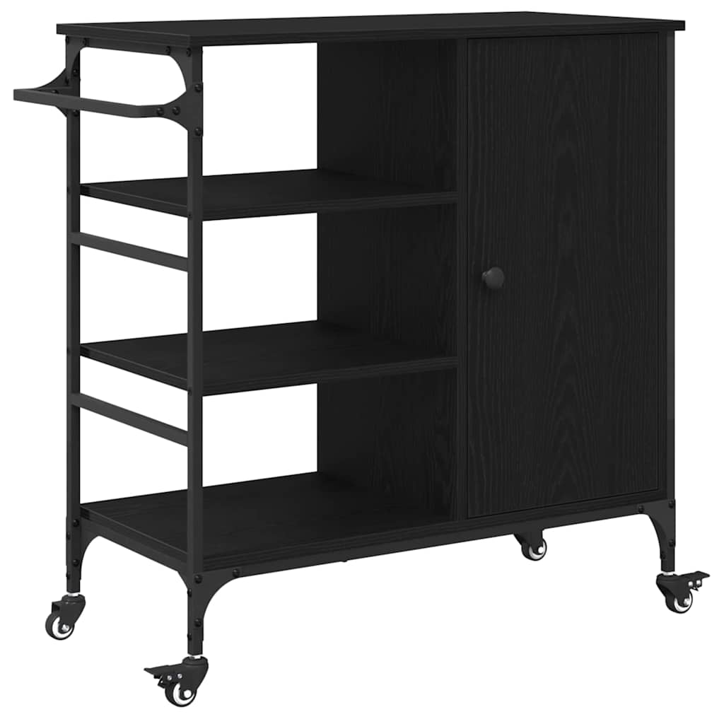 Kjøkkenvogn Svart Eik 87,5 x 39 x 84,5 cm Konstruert tre
