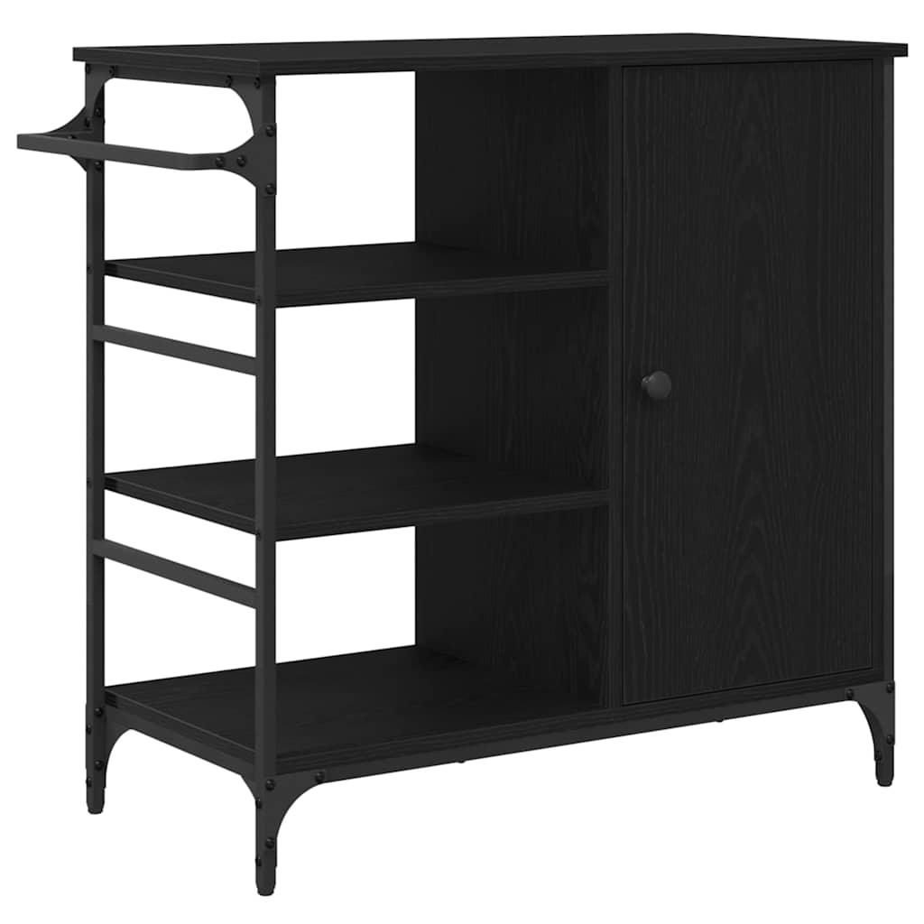 Kjøkkenvogn Svart Eik 87,5 x 39 x 84,5 cm Konstruert tre