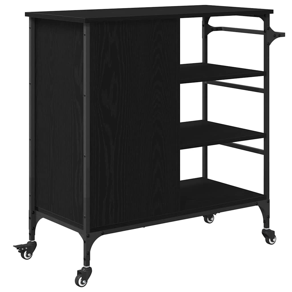 Kjøkkenvogn Svart Eik 87,5 x 39 x 84,5 cm Konstruert tre