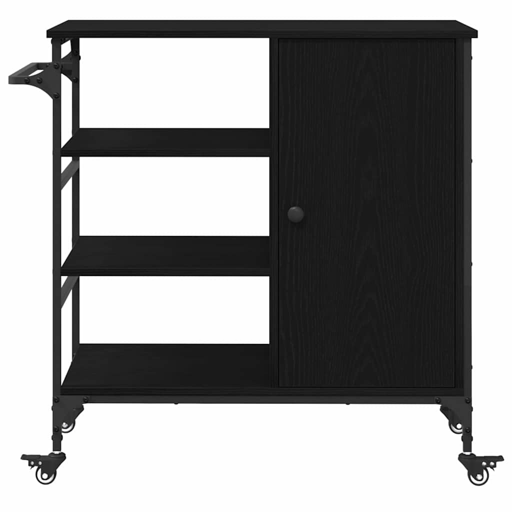 Kjøkkenvogn Svart Eik 87,5 x 39 x 84,5 cm Konstruert tre