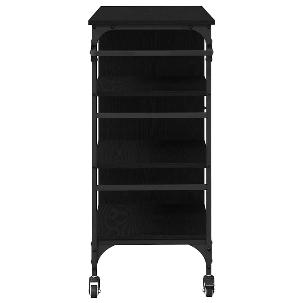 Kjøkkenvogn Svart Eik 87,5 x 39 x 84,5 cm Konstruert tre