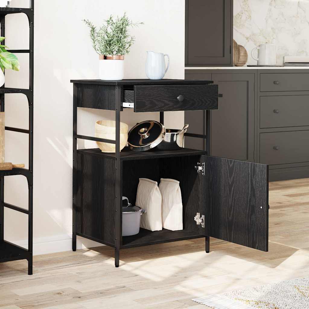 Kjøkkenvogn Svart Eik 56 x 43 x 89,5 cm Konstruert tre