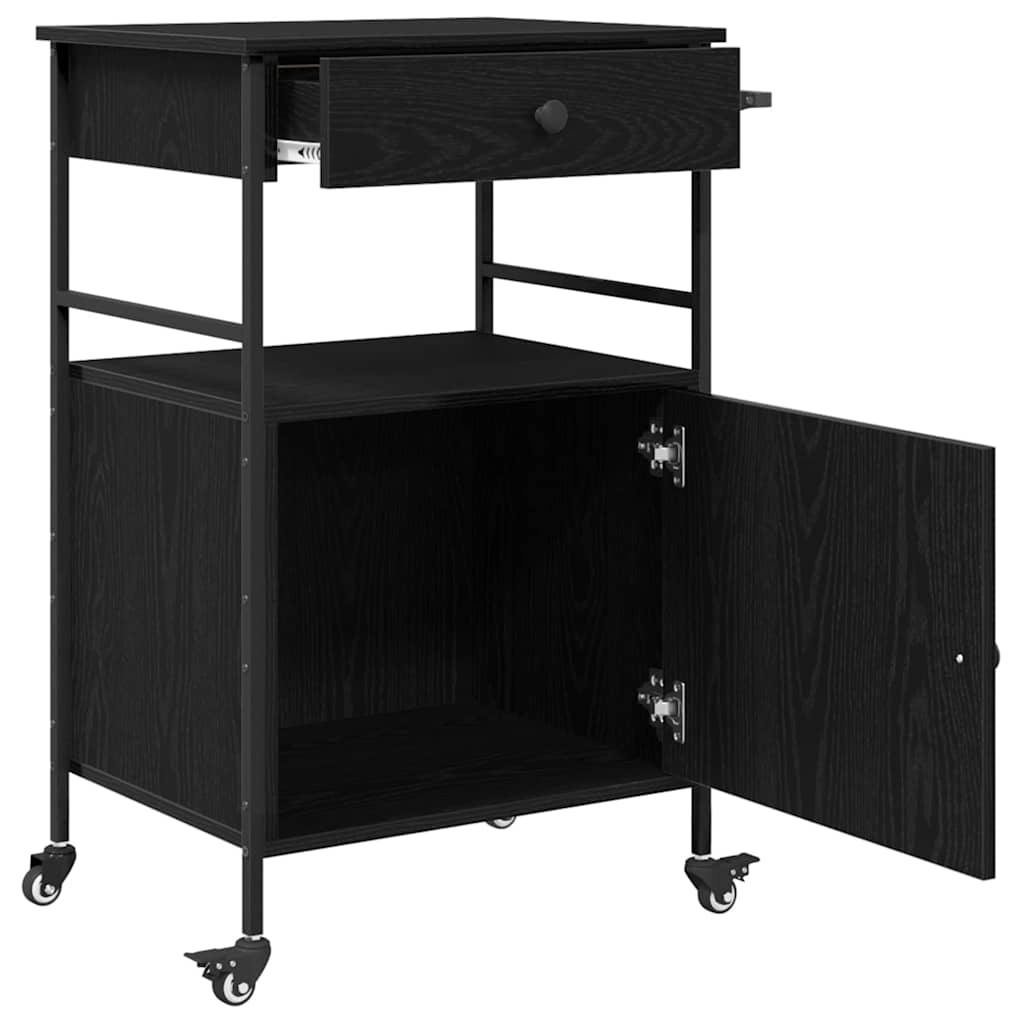 Kjøkkenvogn Svart Eik 56 x 43 x 89,5 cm Konstruert tre