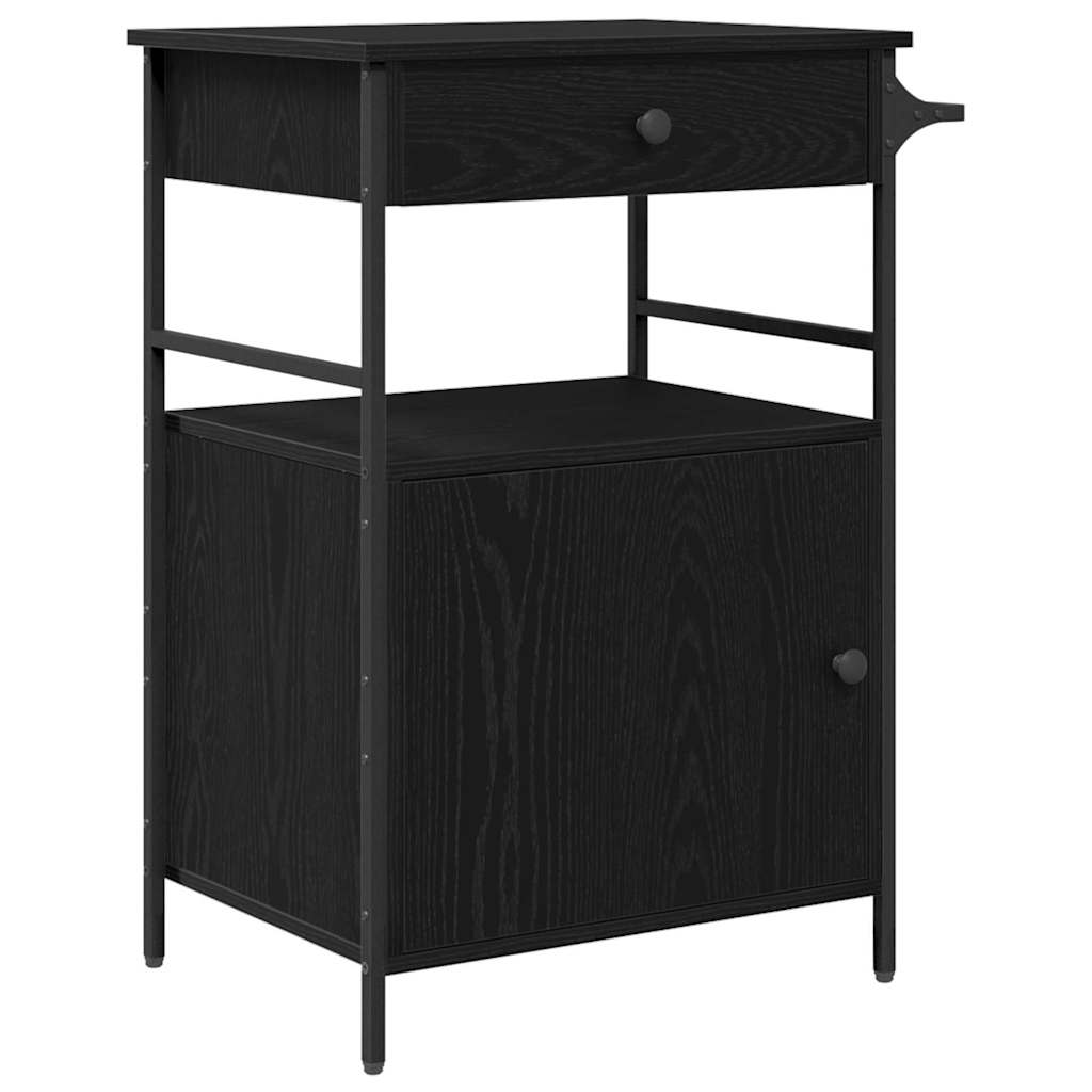 Kjøkkenvogn Svart Eik 56 x 43 x 89,5 cm Konstruert tre