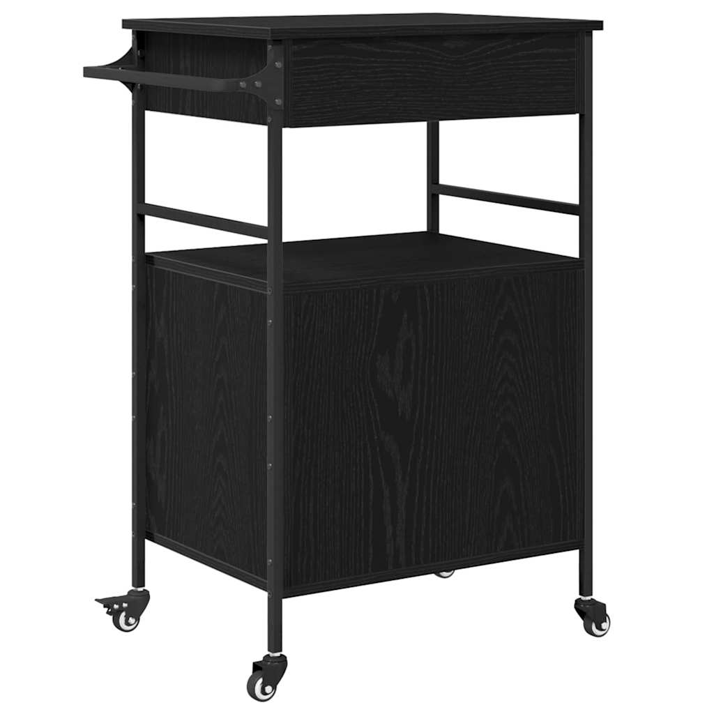Kjøkkenvogn Svart Eik 56 x 43 x 89,5 cm Konstruert tre