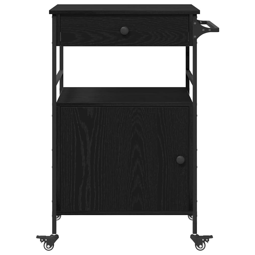 Kjøkkenvogn Svart Eik 56 x 43 x 89,5 cm Konstruert tre
