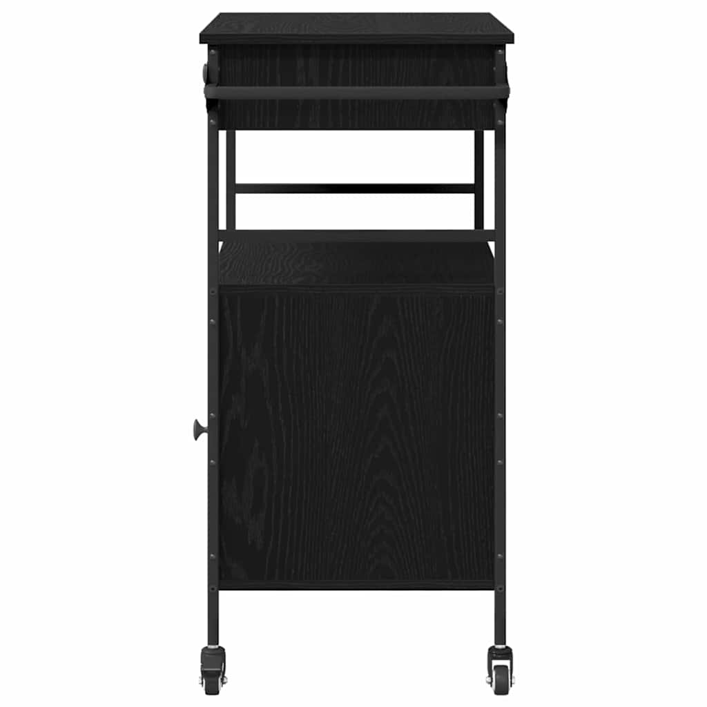 Kjøkkenvogn Svart Eik 56 x 43 x 89,5 cm Konstruert tre