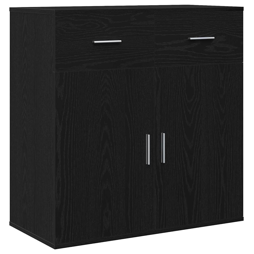 Serviesskap med skuff Svart Eik 78 x 38 x 80 cm Konstruert tre