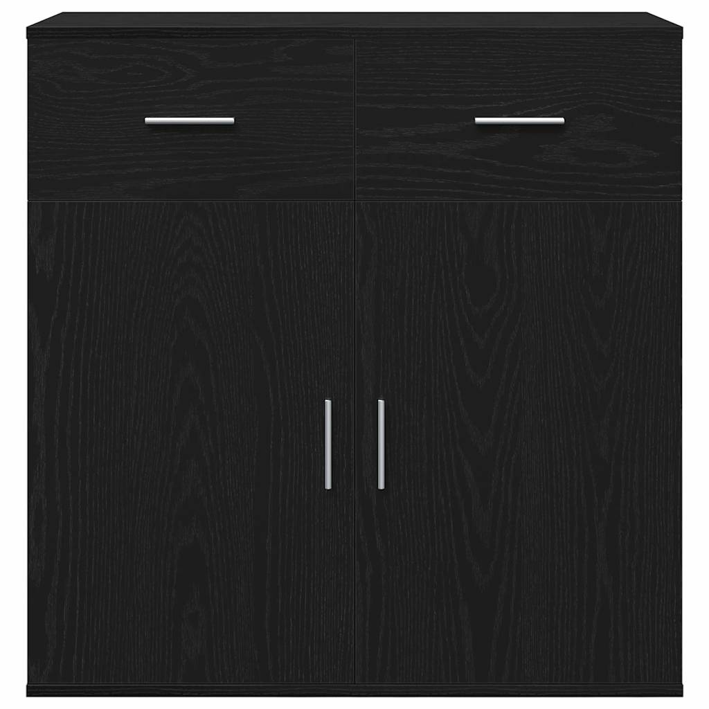 Serviesskap med skuff Svart Eik 78 x 38 x 80 cm Konstruert tre