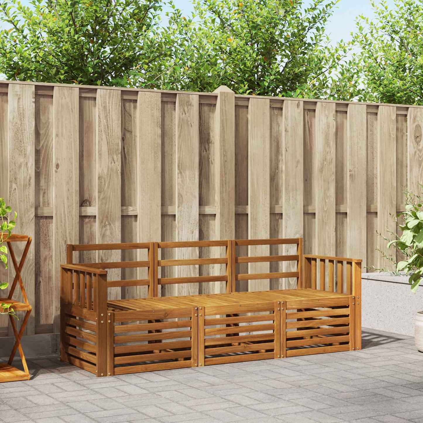 Sofasett 3 pcs Naturlig Solid akasietre