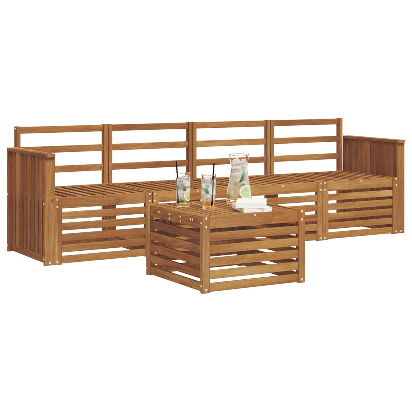 Sofasett 5 pcs Naturlig Solid akasietre