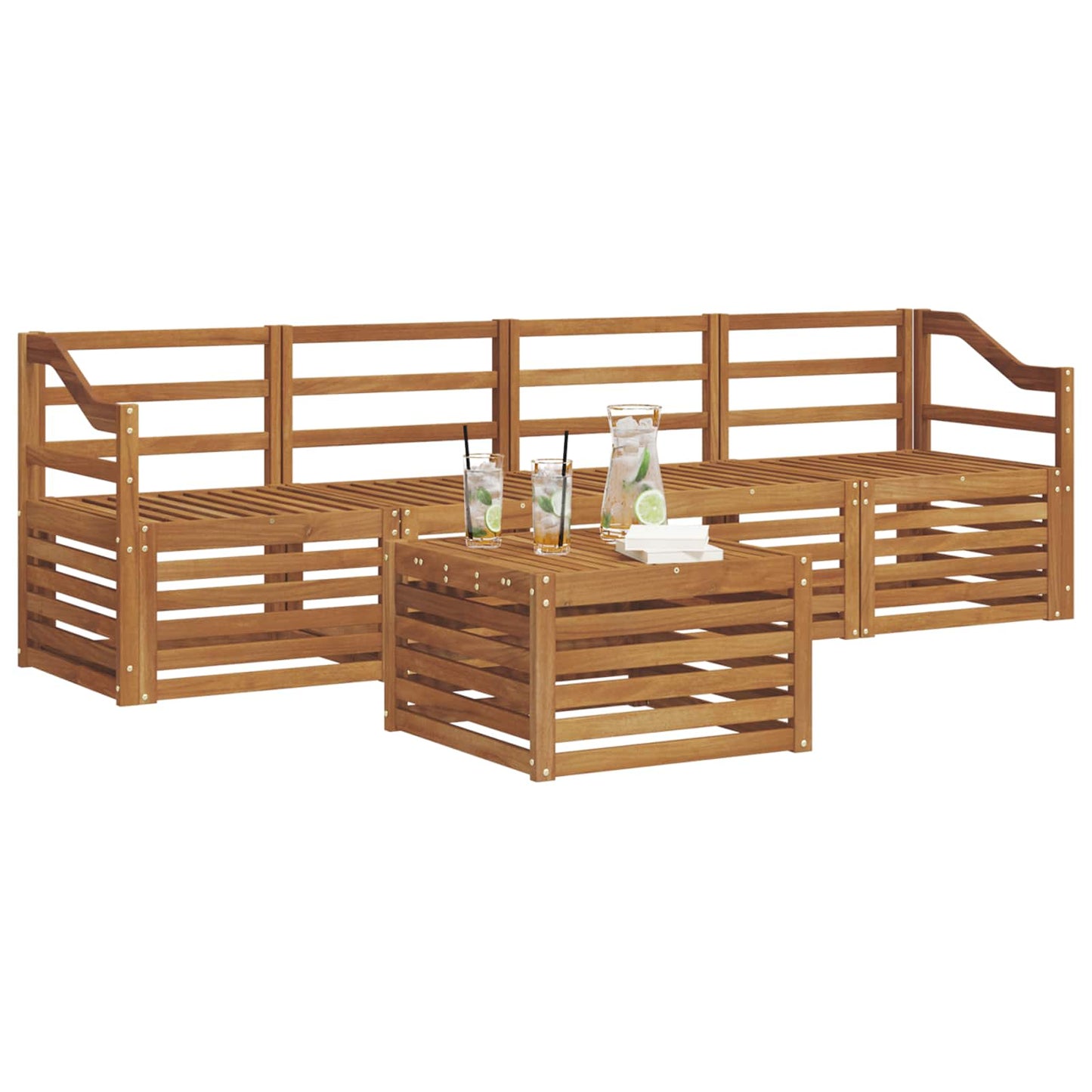 Sofasett 5 pcs Naturlig Solid akasietre
