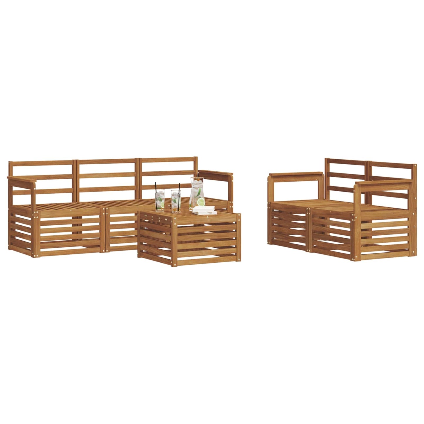 Sofasett 6 pcs Naturlig Solid akasietre