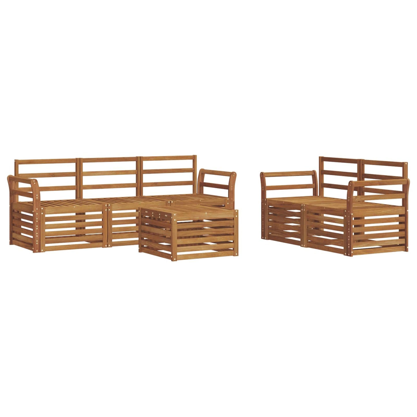 Sofasett 6 pcs Naturlig Solid akasietre