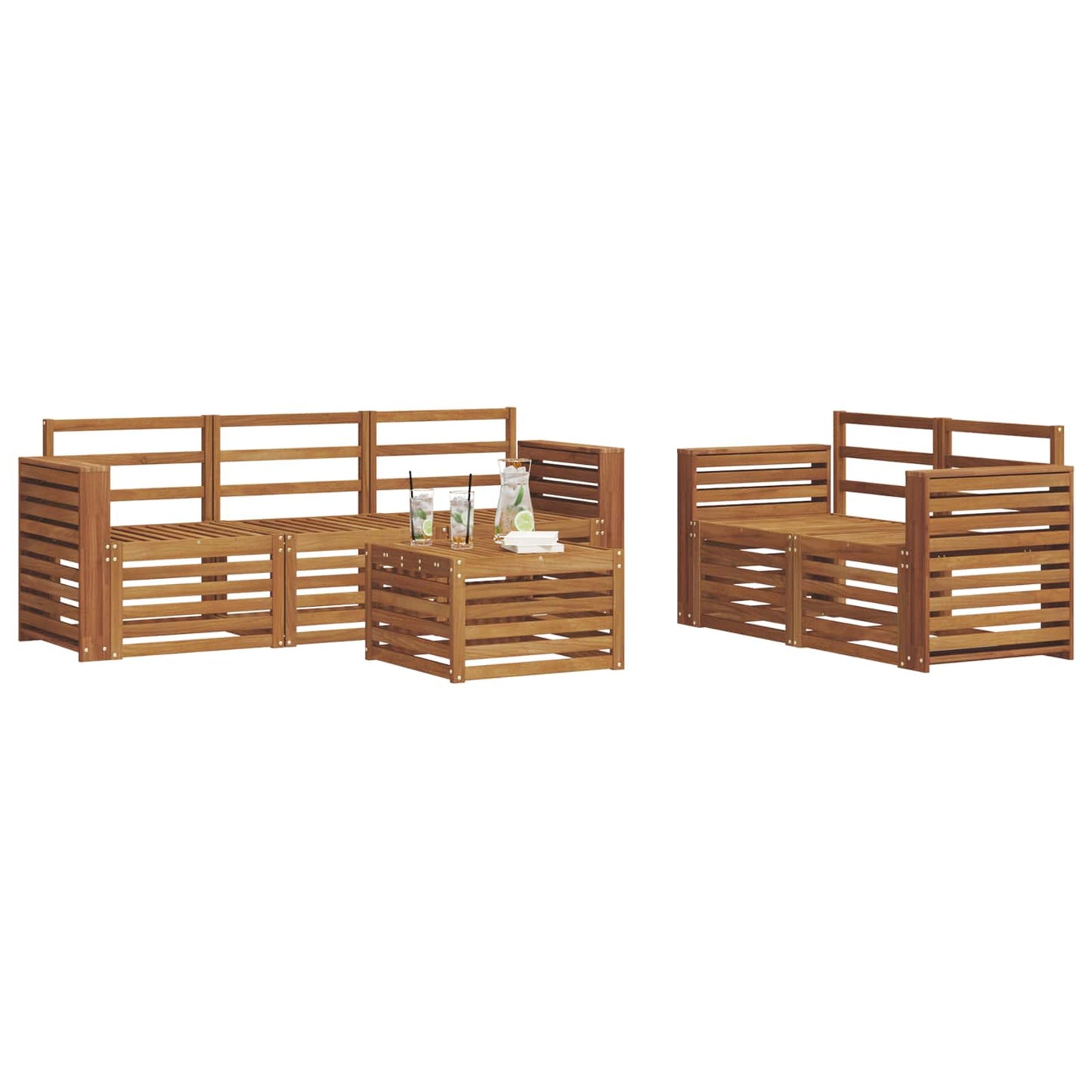 Sofasett 6 pcs Naturlig Solid akasietre