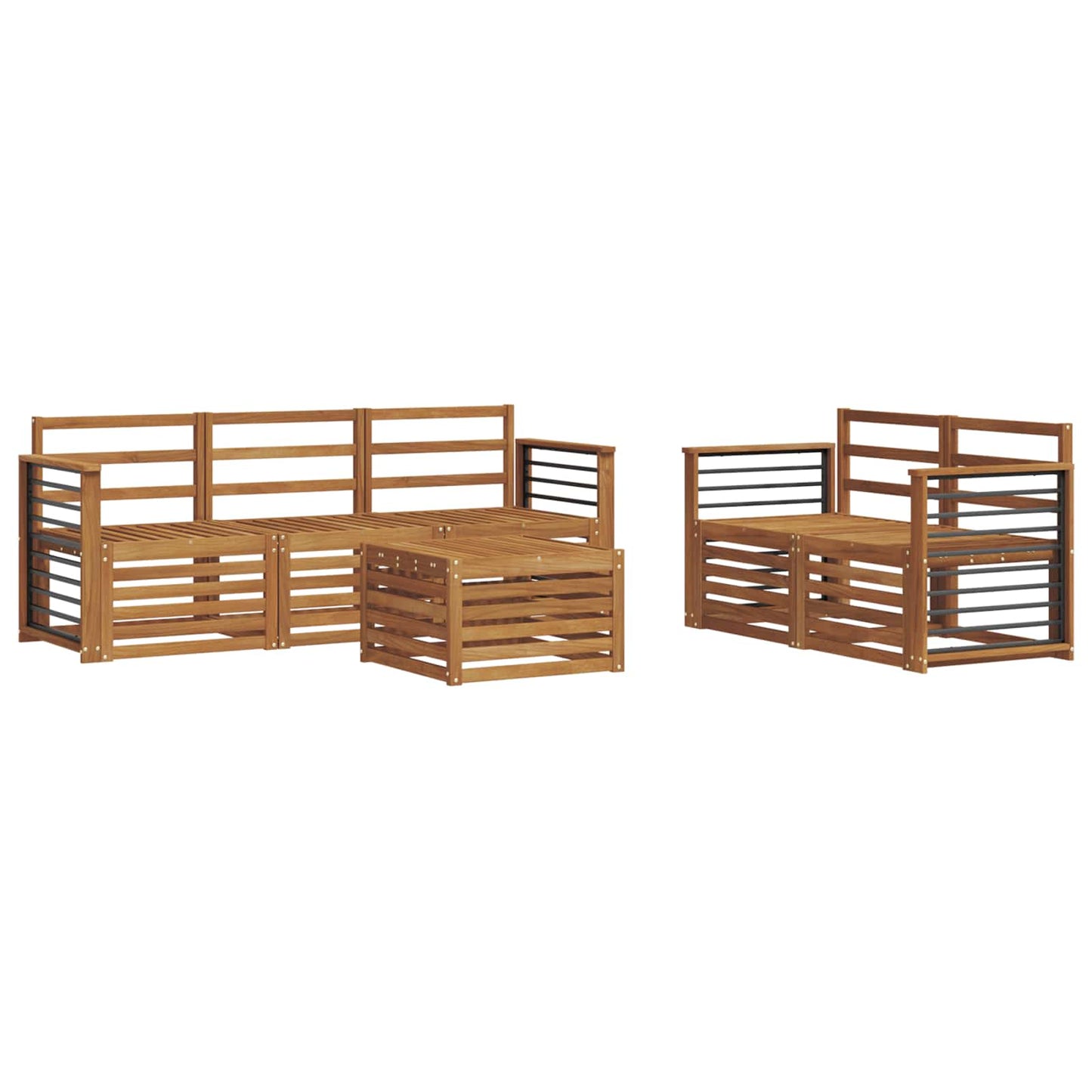 Sofasett 6 pcs Naturlig Solid akasietre