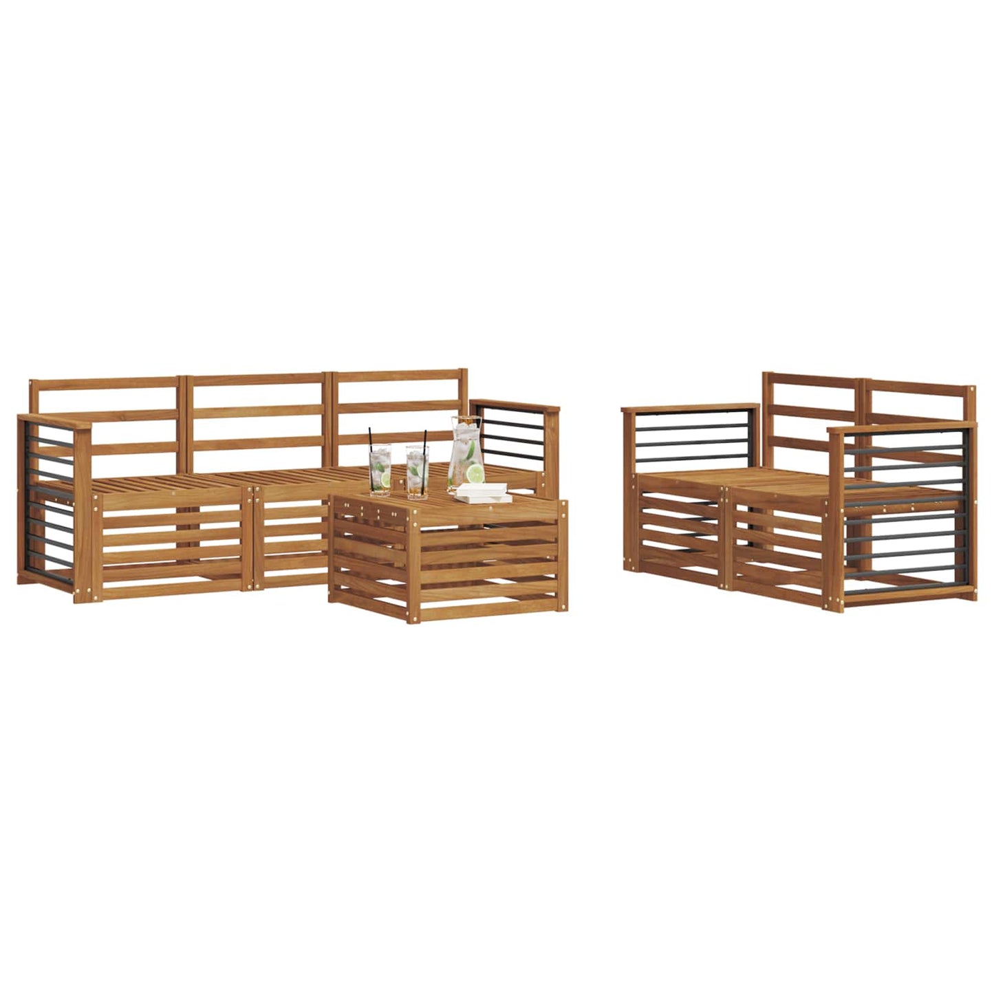 Sofasett 6 pcs Naturlig Solid akasietre