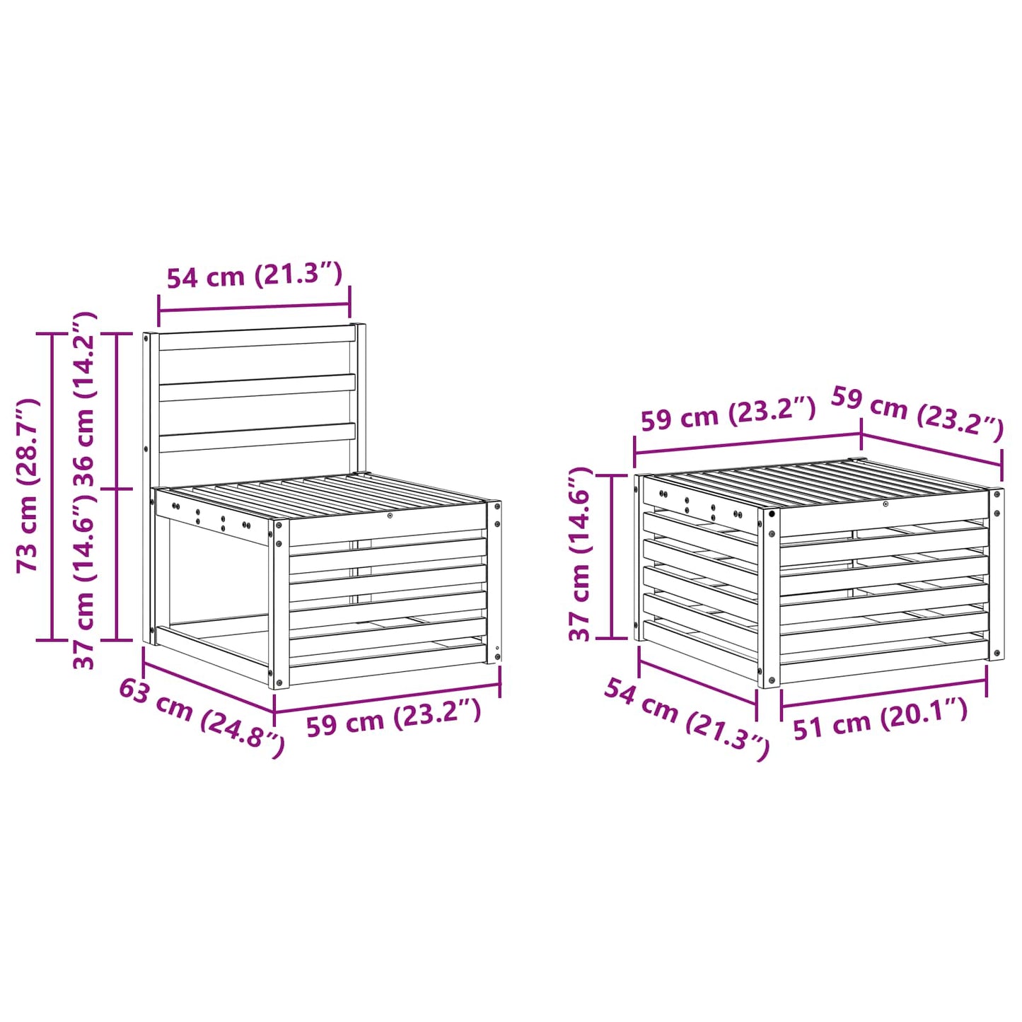 Utendørs sofa-sett 7 pcs Naturlig Solid akasietre