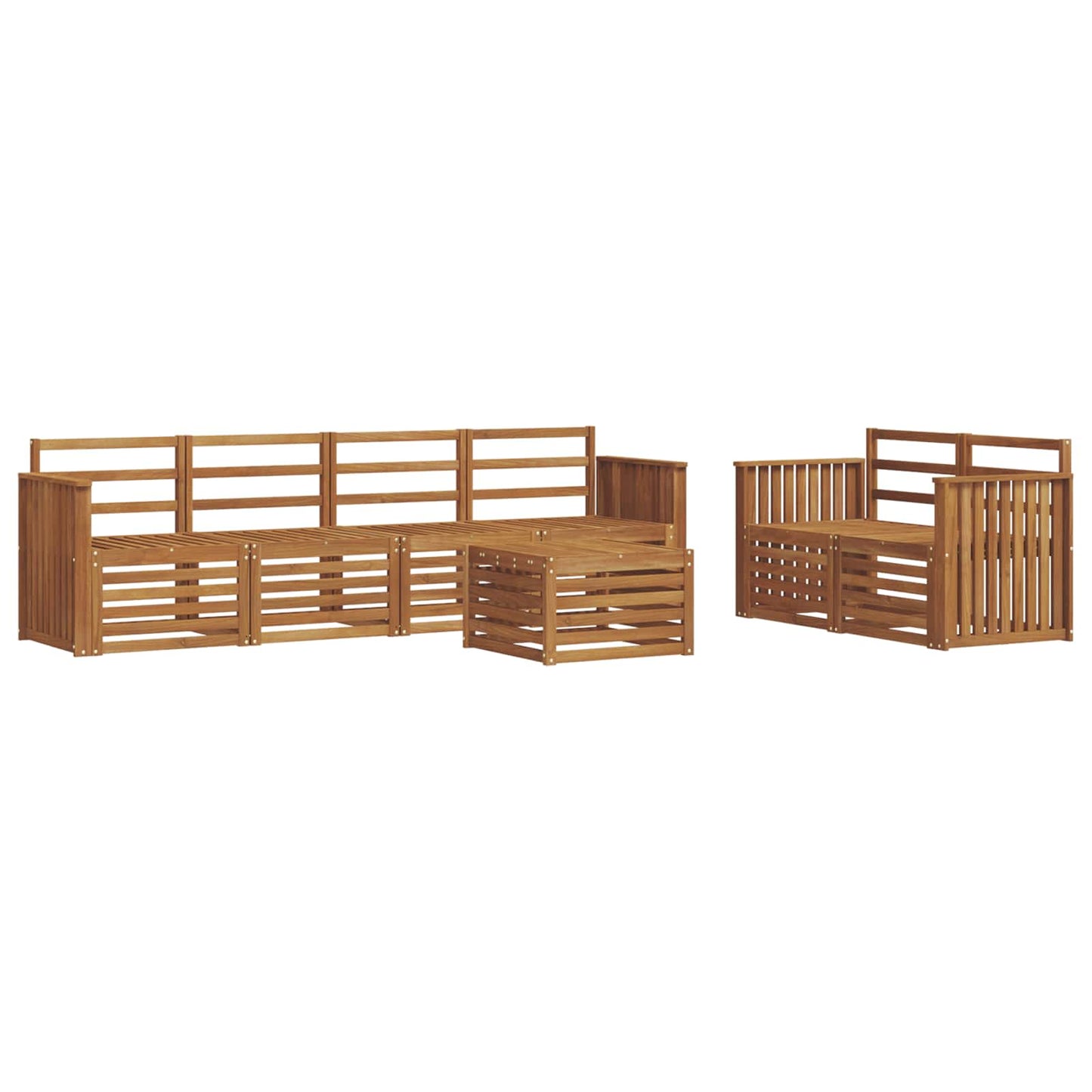 Utendørs sofa-sett 7 pcs Naturlig Solid akasietre