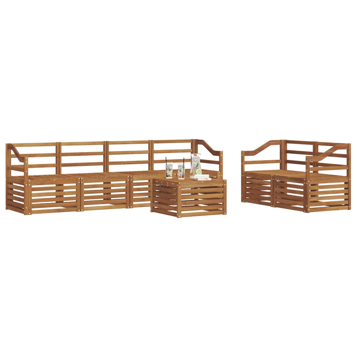 Utendørs sofa-sett 7 pcs Naturlig Solid akasietre