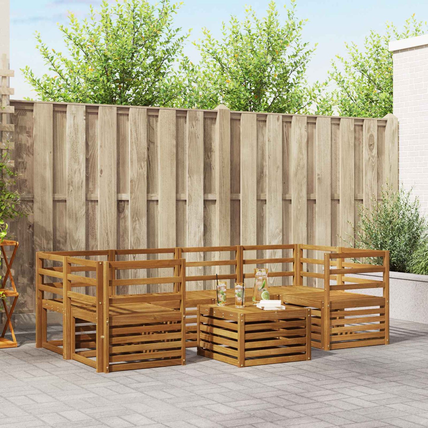 Utendørs sofa-sett 7 pcs Naturlig Solid akasietre