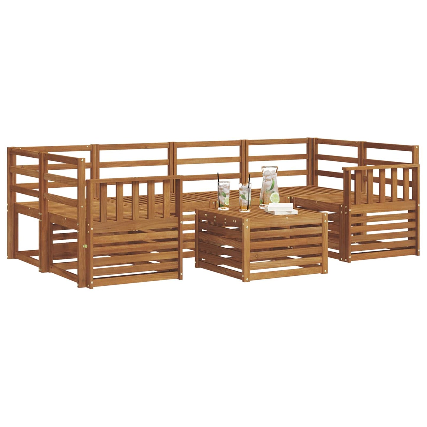 Utendørs sofa-sett 7 pcs Naturlig Solid akasietre