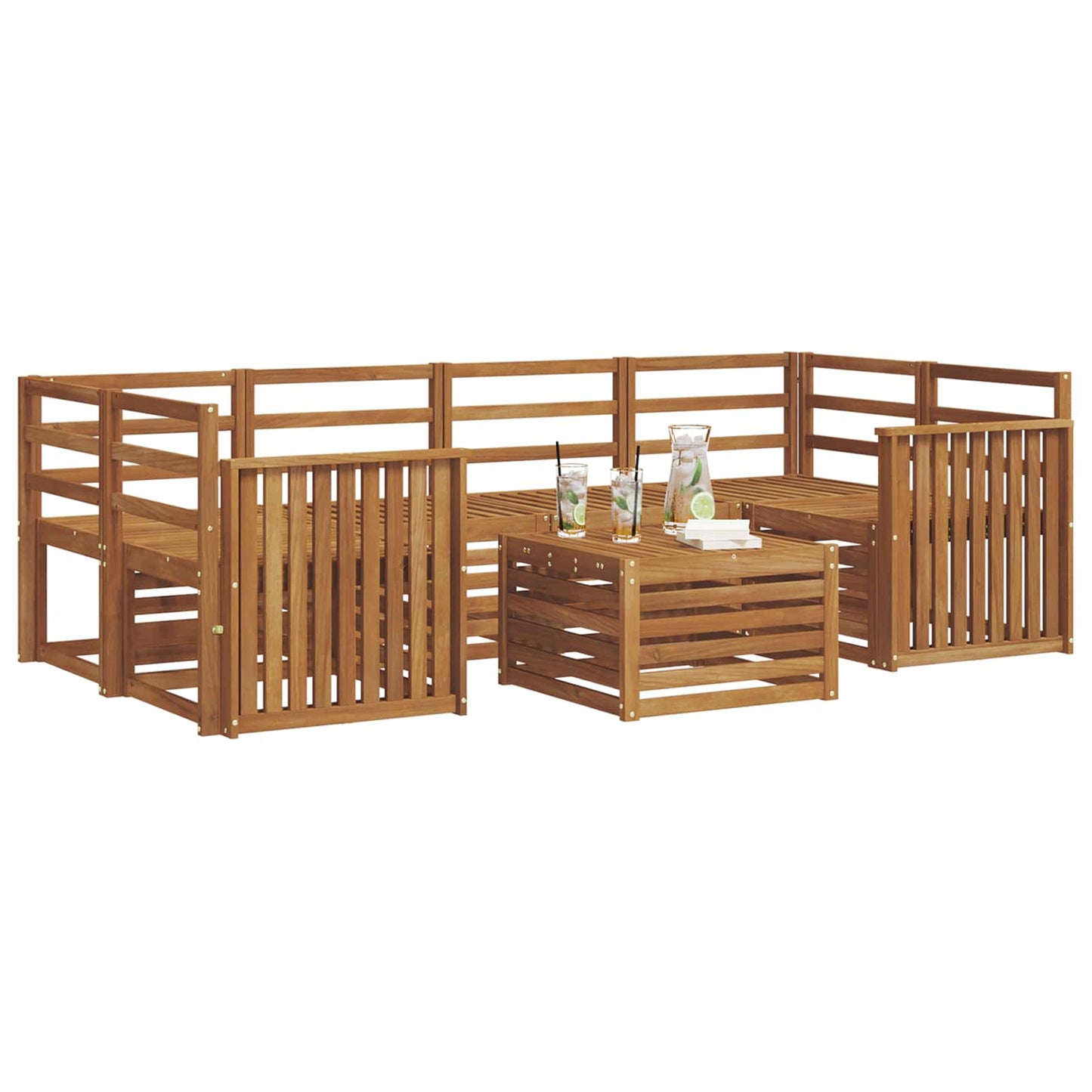 Utendørs sofa-sett 7 pcs Naturlig Solid akasietre