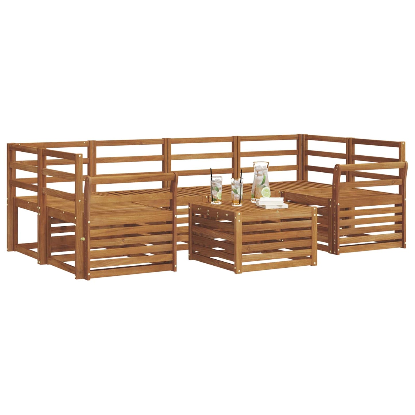 Utendørs sofa-sett 7 pcs Naturlig Solid akasietre