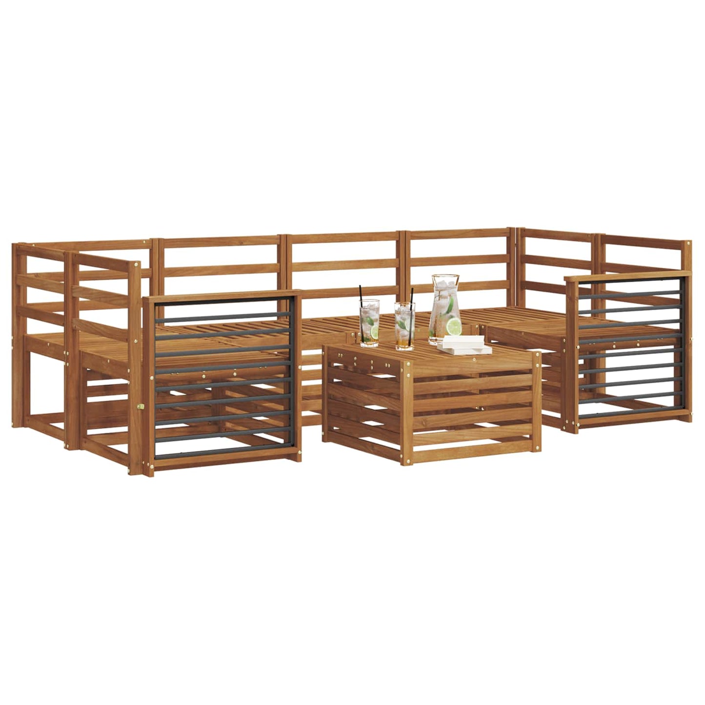 Sofasett 7 pcs Naturlig Solid akasietre