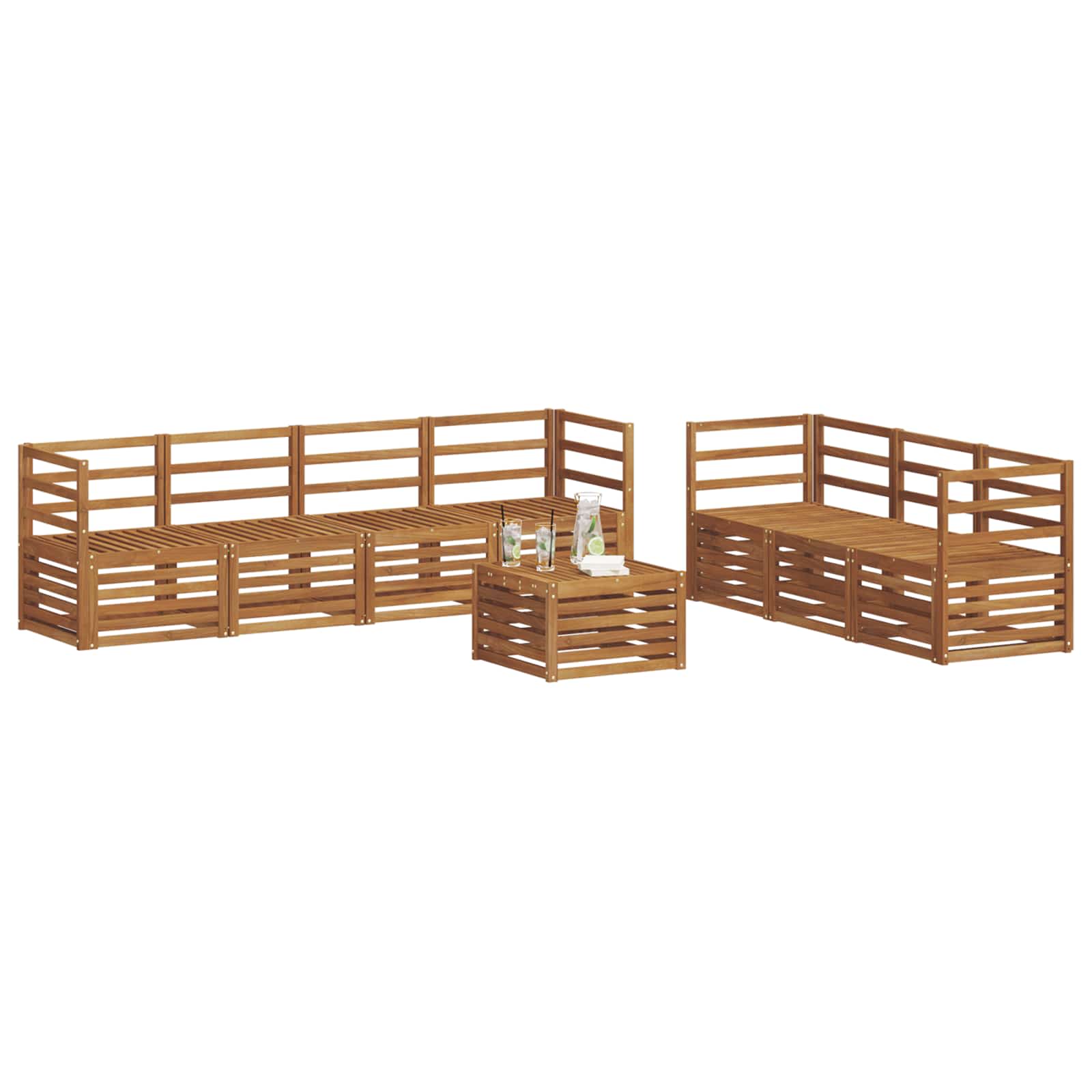 Sofasett 8 pcs Naturlig Solid akasietre vidaXL