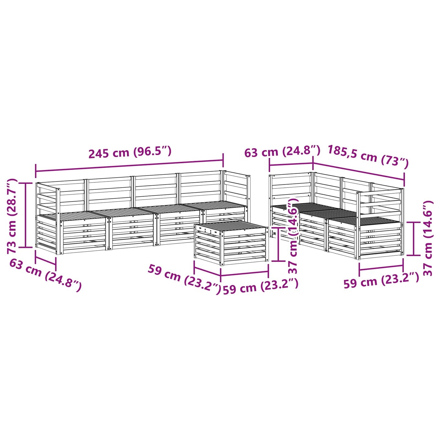 Sofasett 8 pcs Naturlig Solid akasietre vidaXL