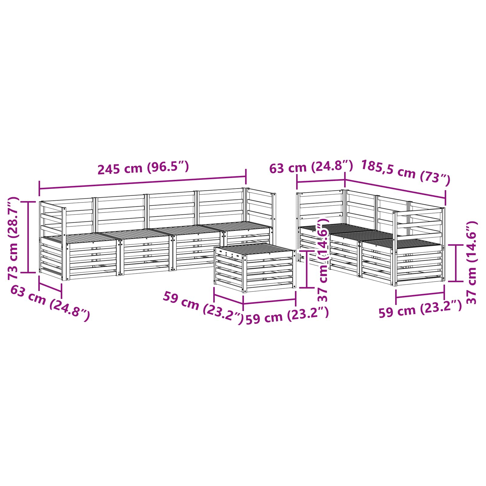 Sofasett 8 pcs Naturlig Solid akasietre vidaXL