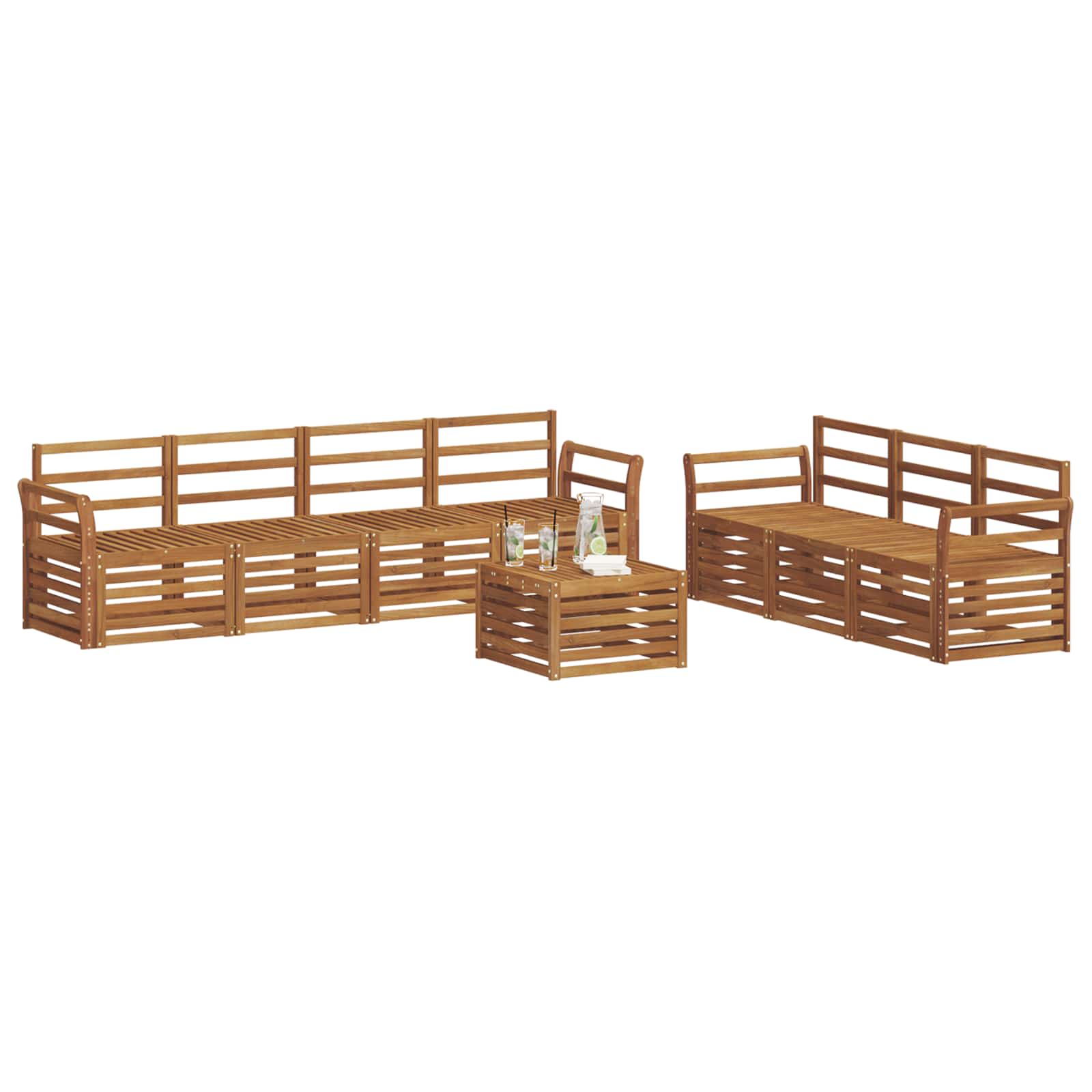 Sofasett 8 pcs Naturlig Solid akasietre vidaXL