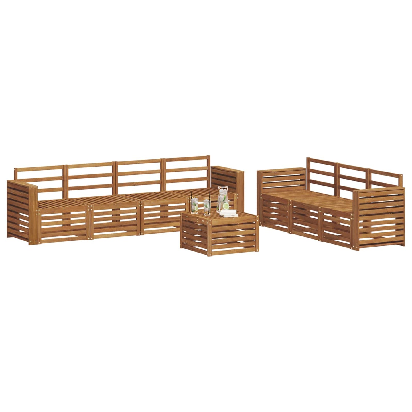 Sofasett 8 pcs Naturlig Solid akasietre vidaXL