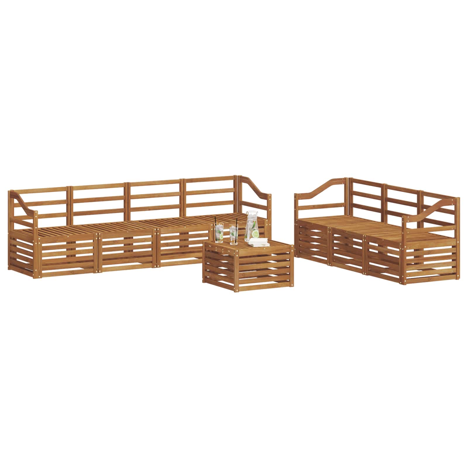 Sofasett 8 pcs Naturlig Solid akasietre vidaXL