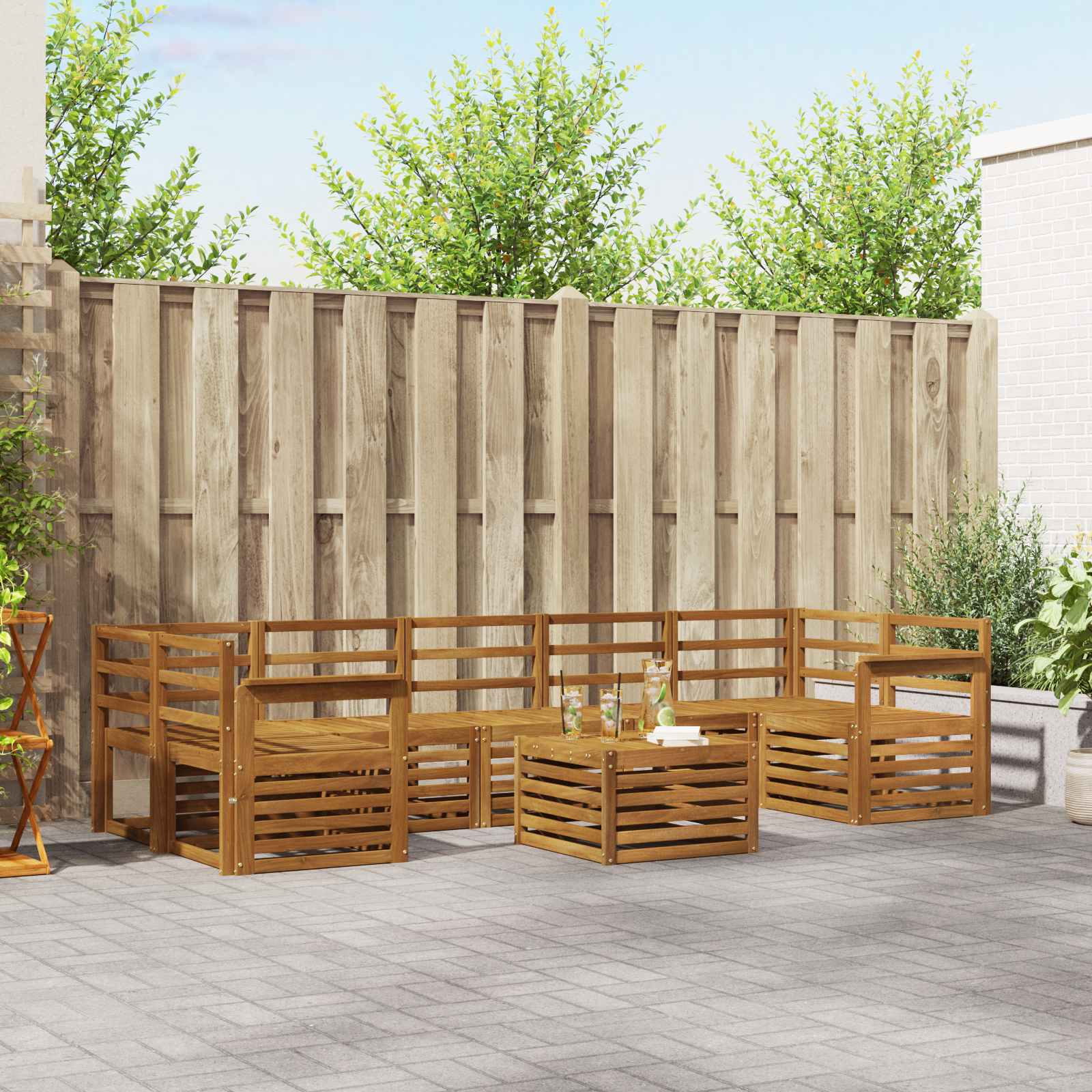 Sofasett 8 pcs Naturlig Solid akasietre vidaXL