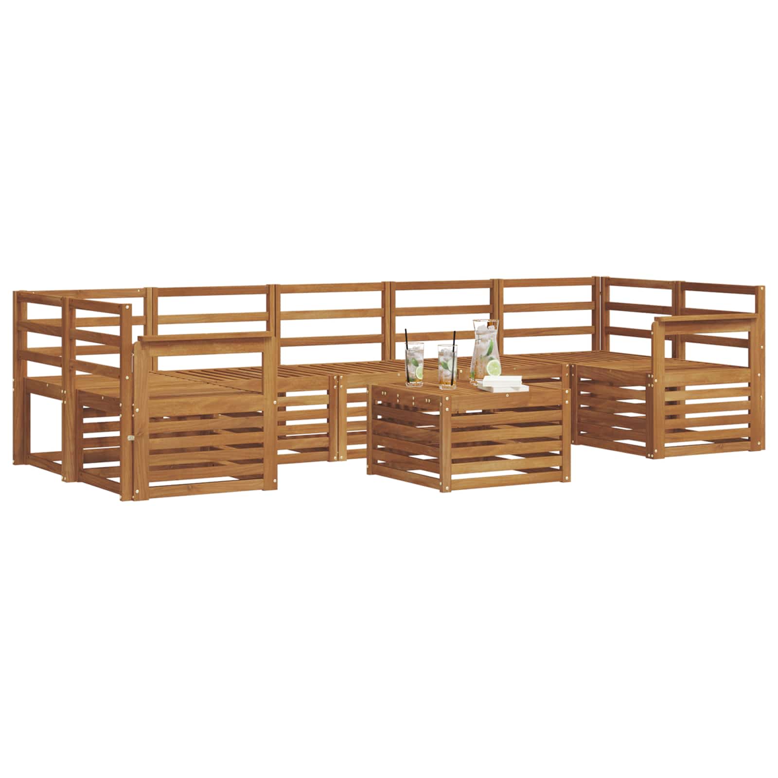 Sofasett 8 pcs Naturlig Solid akasietre vidaXL