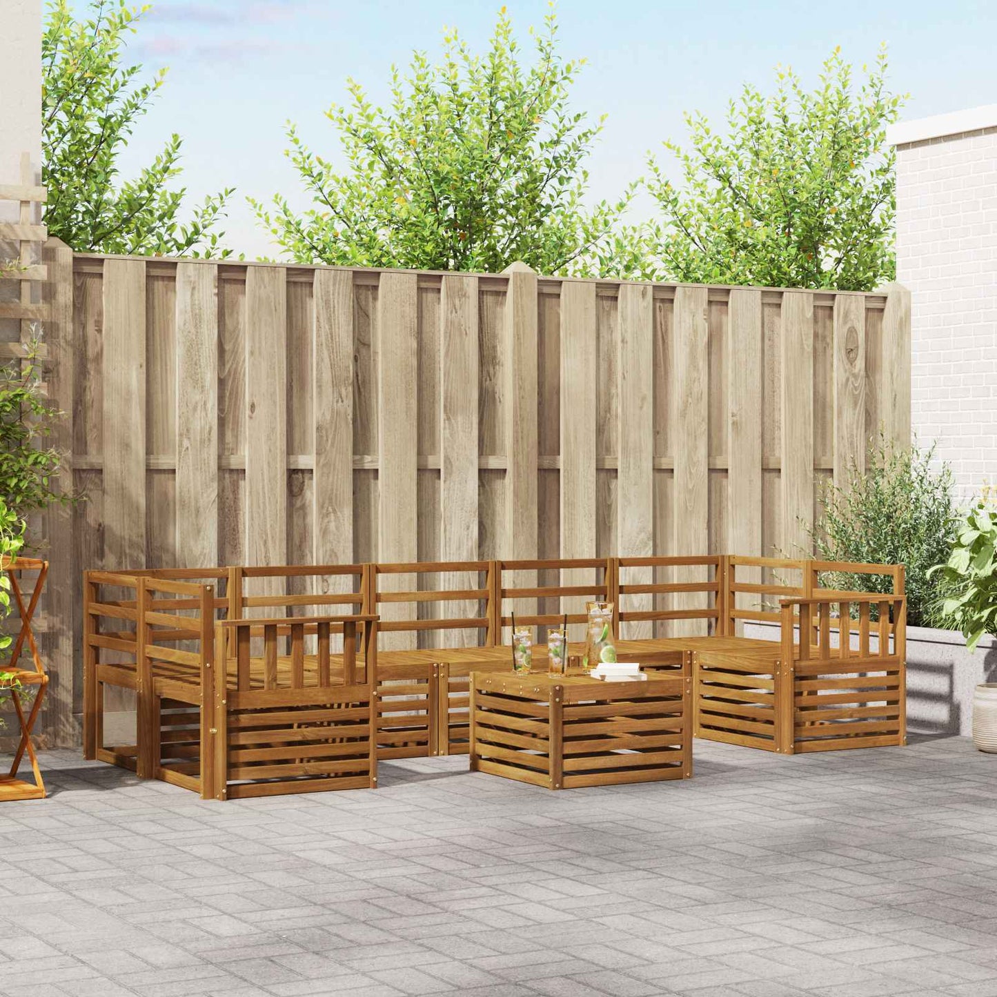 Sofasett 8 pcs Naturlig Solid akasietre vidaXL