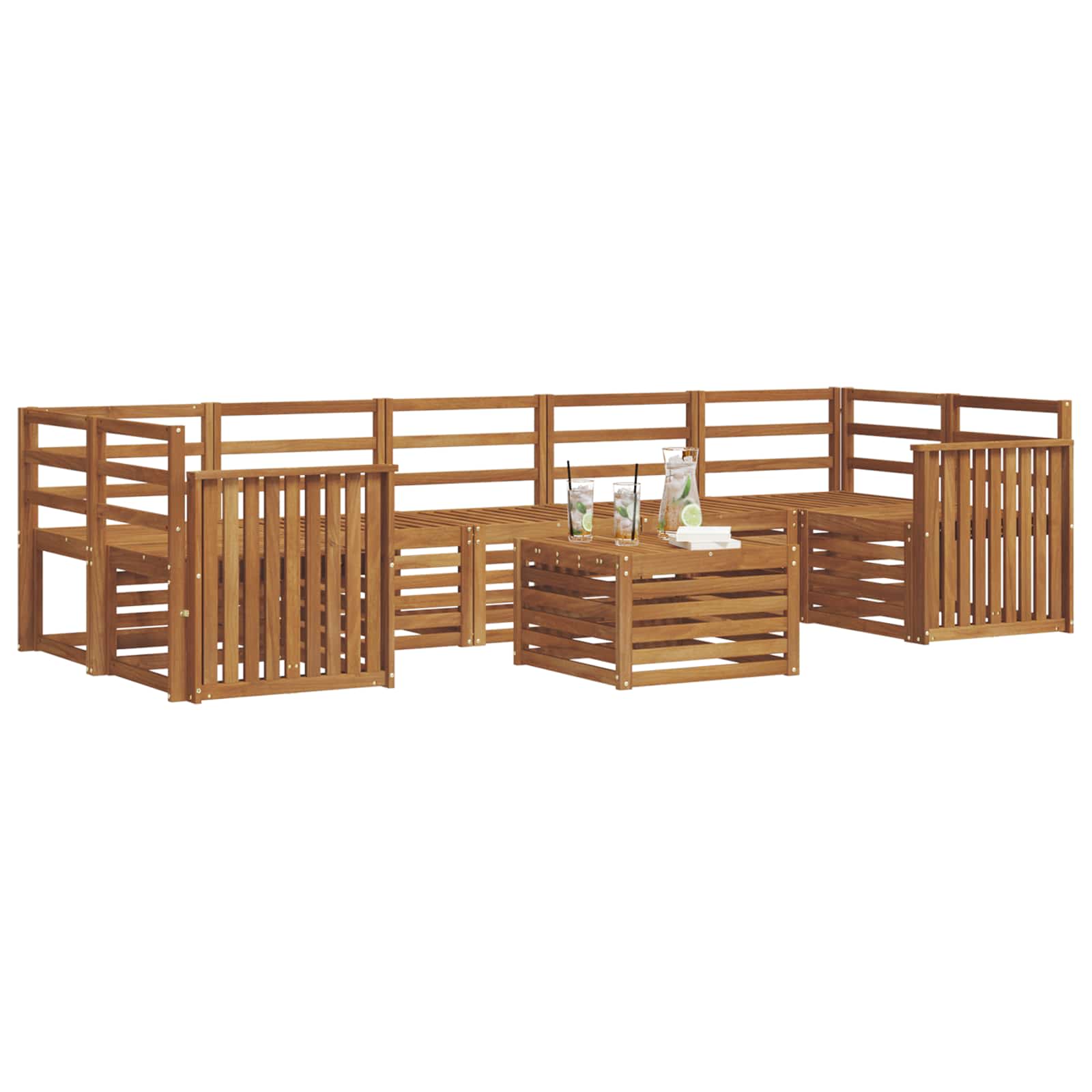 Sofasett 8 pcs Naturlig Solid akasietre vidaXL