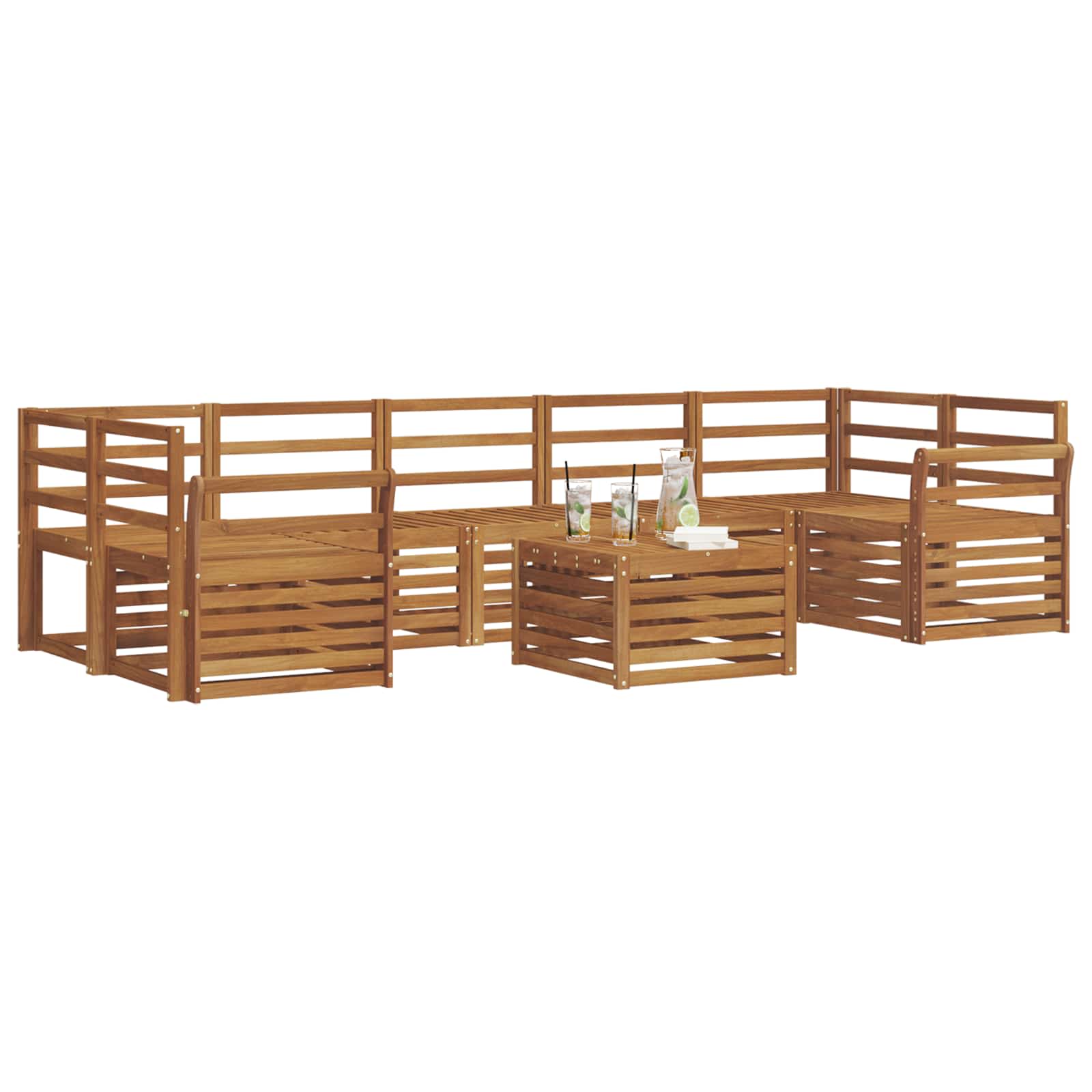 Sofasett Naturlig Solid akasietre vidaXL