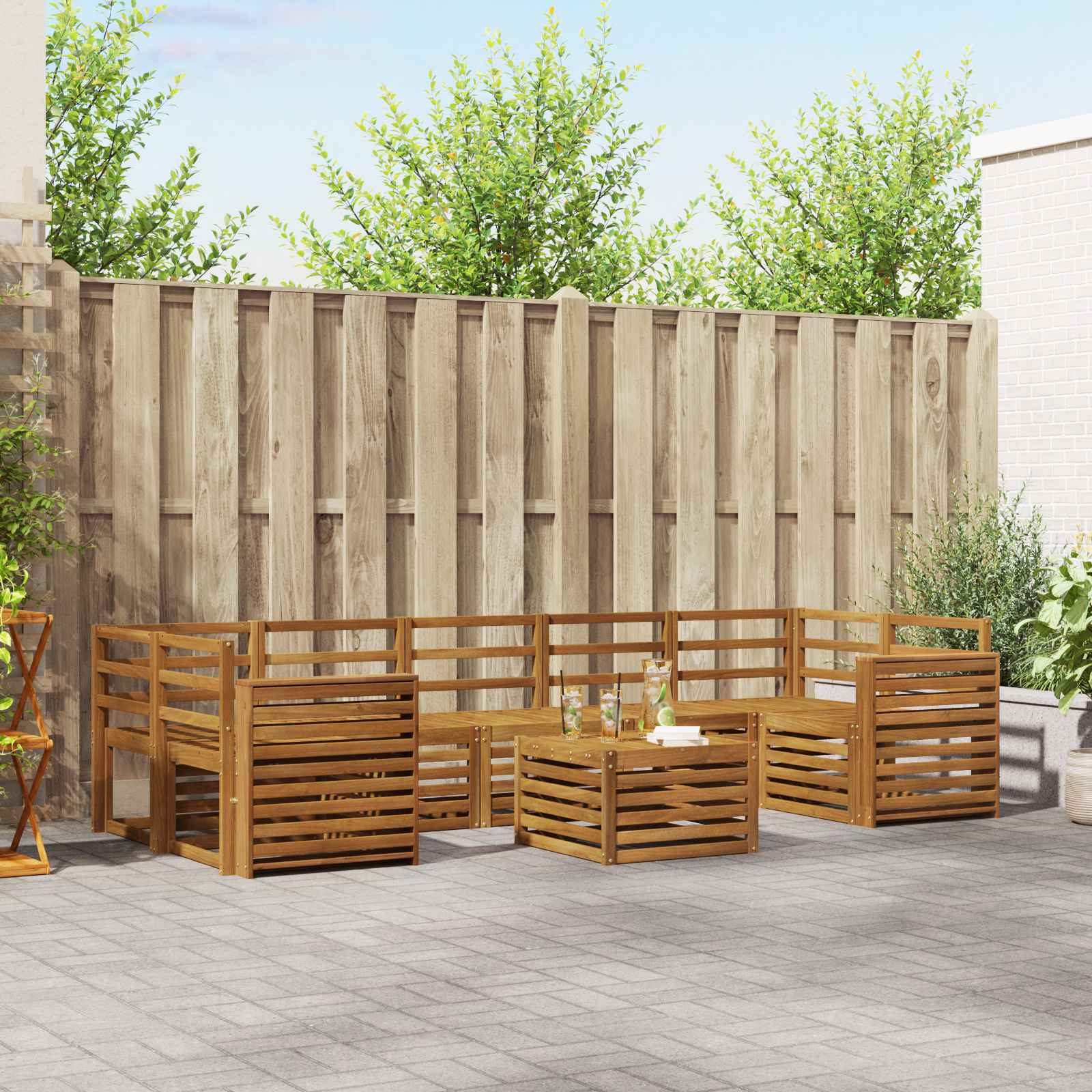Sofasett 8 pcs Naturlig Solid akasietre vidaXL
