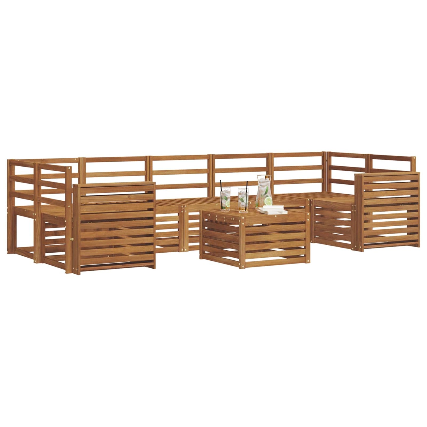 Sofasett 8 pcs Naturlig Solid akasietre vidaXL