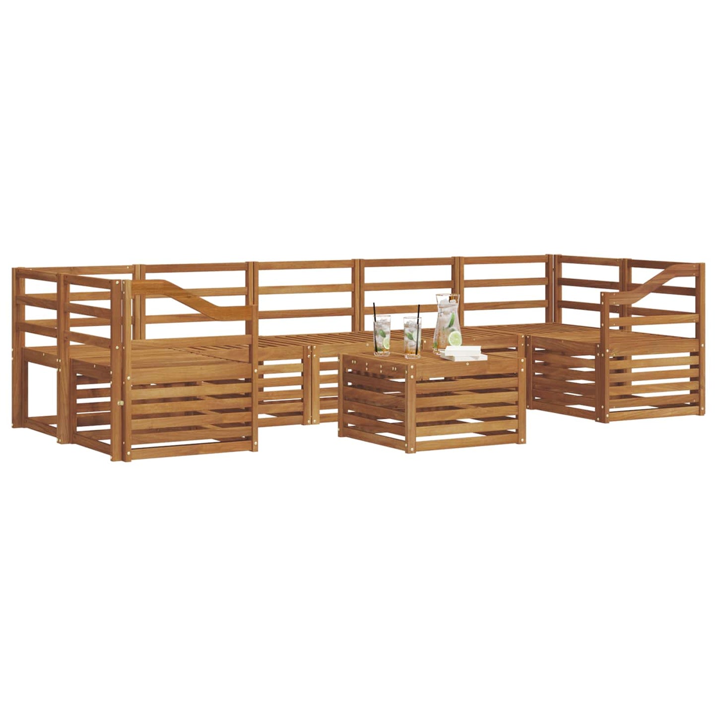 Sofasett 8 pcs Naturlig Solid akasietre vidaXL