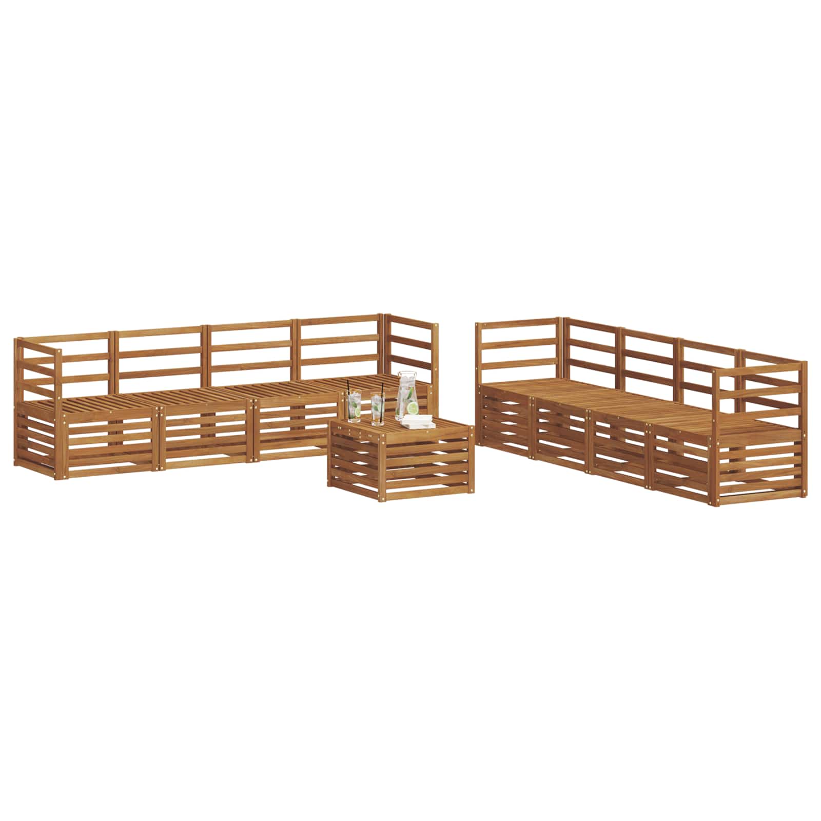 Sofasett 9 pcs Naturlig Solid akasietre vidaXL