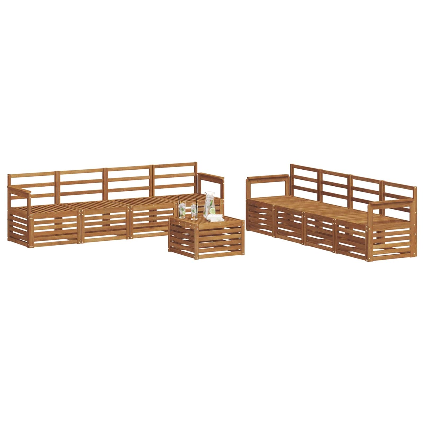 Sofasett 9 pcs Naturlig Solid akasietre vidaXL